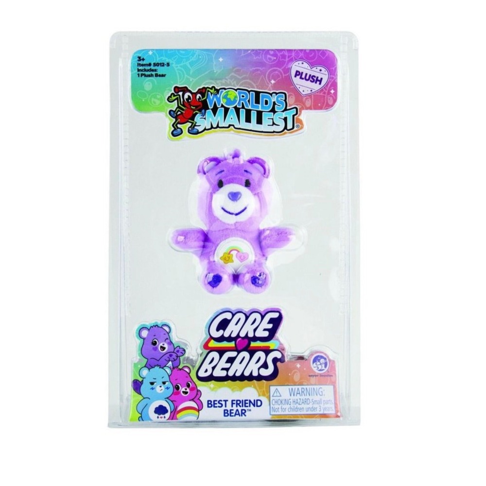 World's Smallest Care Bears Best Friend Bear Purple‎ Plush Toy NIB